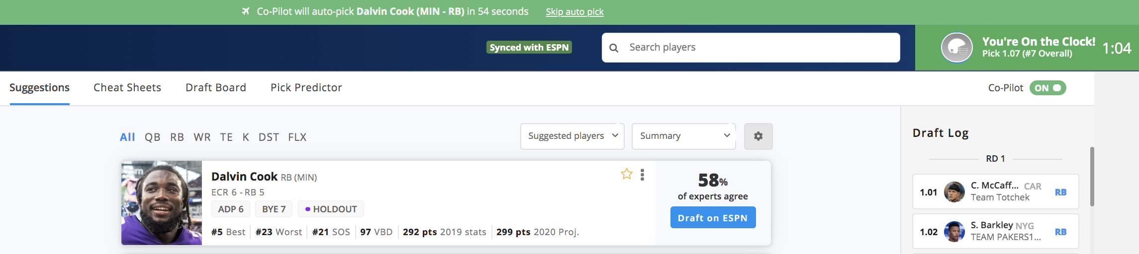 3/7/2019] Chrome Extension: ESPN Draft Assistant Update