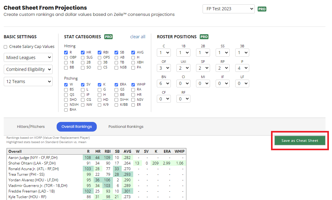 How do I download or print a custom cheat sheet? – FantasyPros