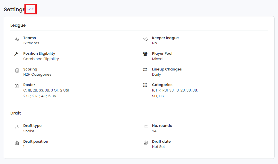 Edit Draft Order & Assign Keeper Players