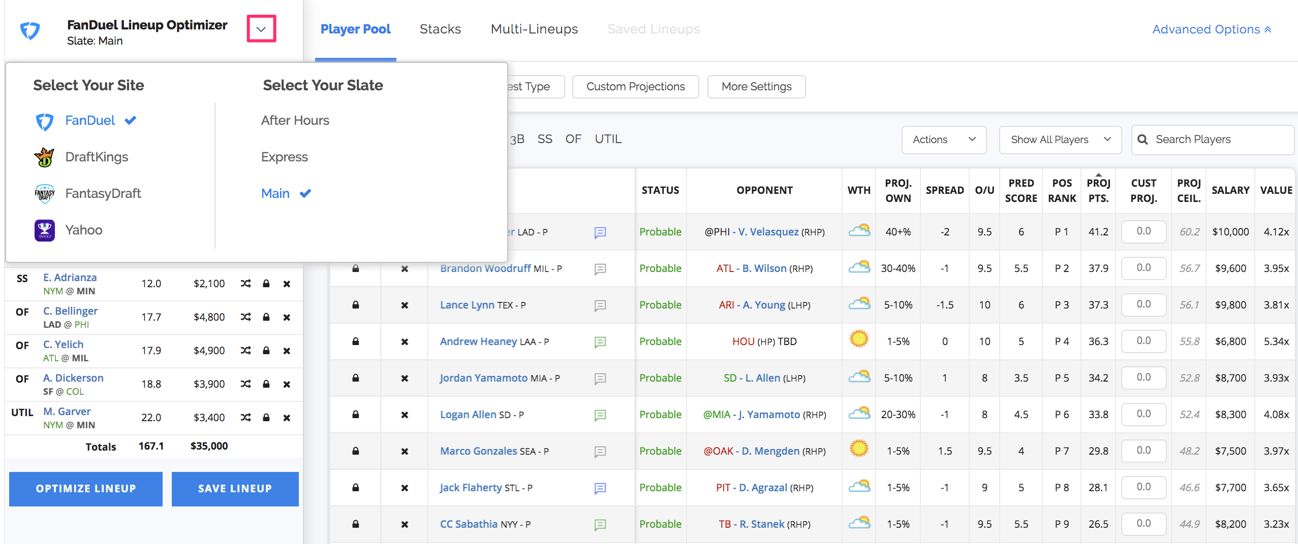 Fanduel Optimal Lineup for Week 6