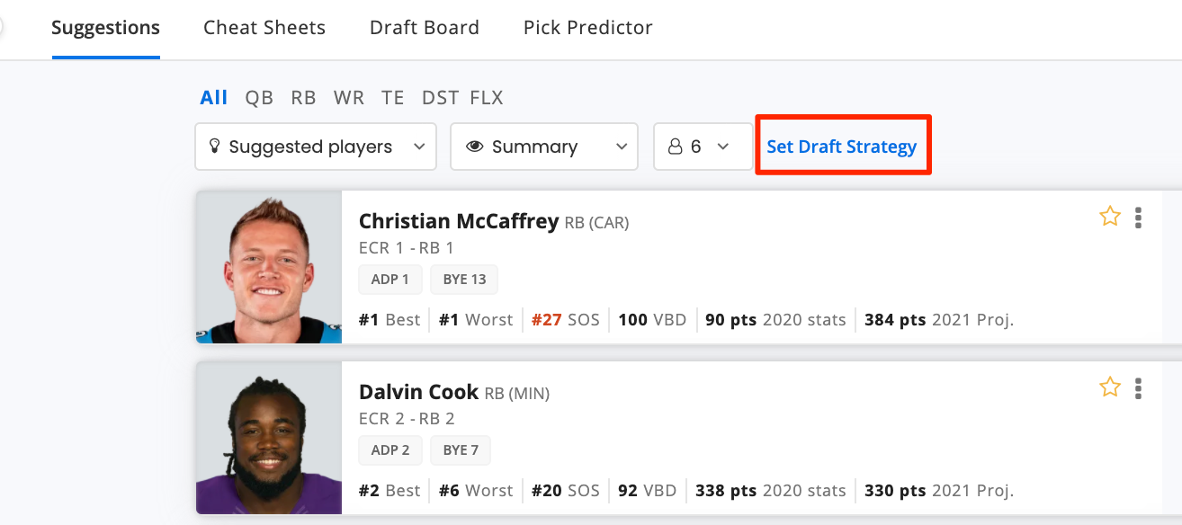 What are draft strategies and how do I use them in Draft Wizard®? (NFL) –  FantasyPros