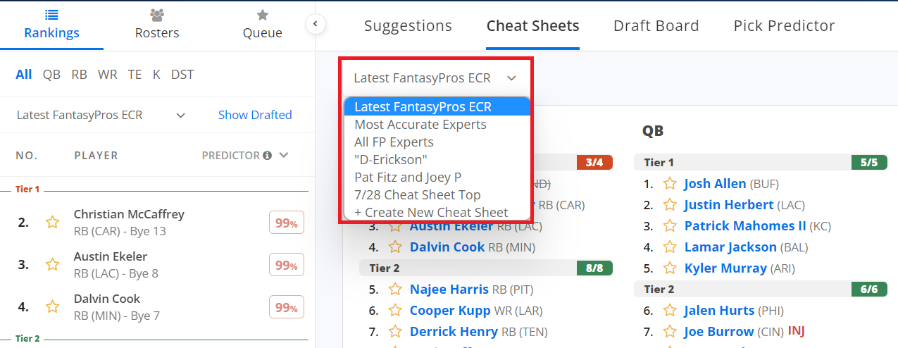 espn fantasy draft cheat sheet