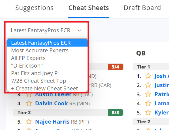 fantasypros cheat sheet ppr