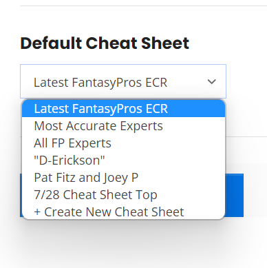 How do I pick my cheat sheet while using the Draft Assistant or